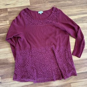 Symmetry Blouse, Waffle knit & lace